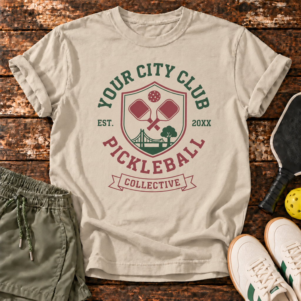 City Club T-Shirt — Sand — fresh sneakers flatlay