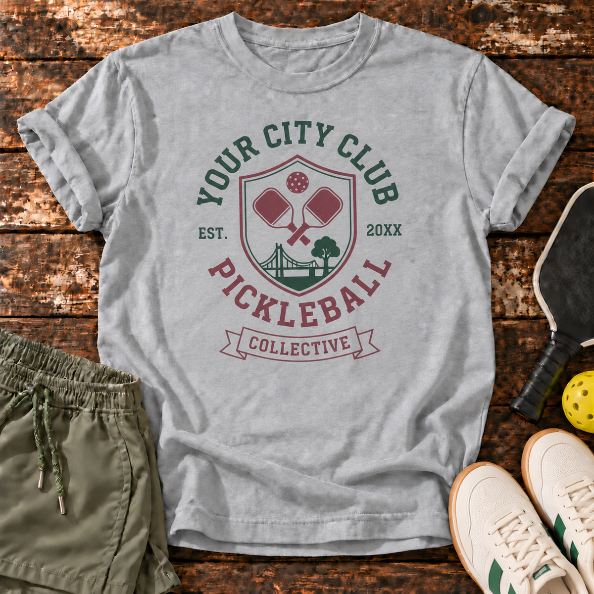City Club T-Shirt — Sport Grey — fresh sneakers flatlay
