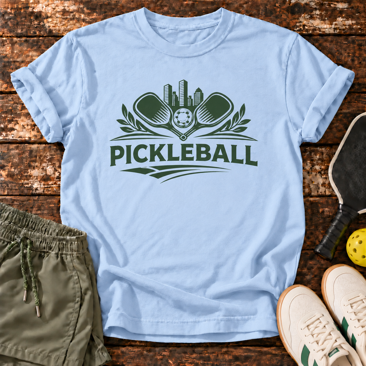 Classic Pickleball T-Shirt — Light Blue — Fresh Dink Society Sneakers mockup