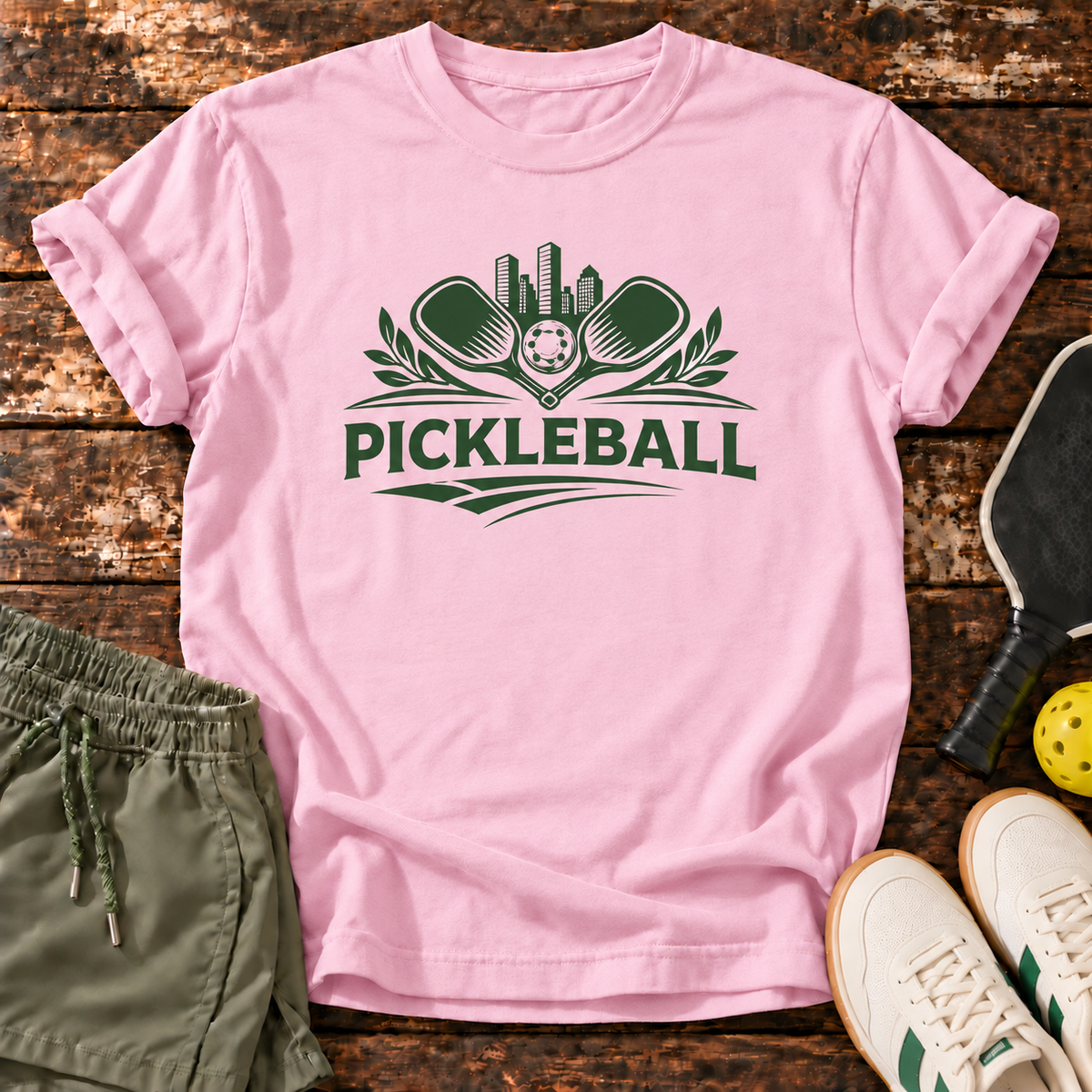 Classic Pickleball T-Shirt — Light Pink — Fresh Dink Society Sneakers mockup