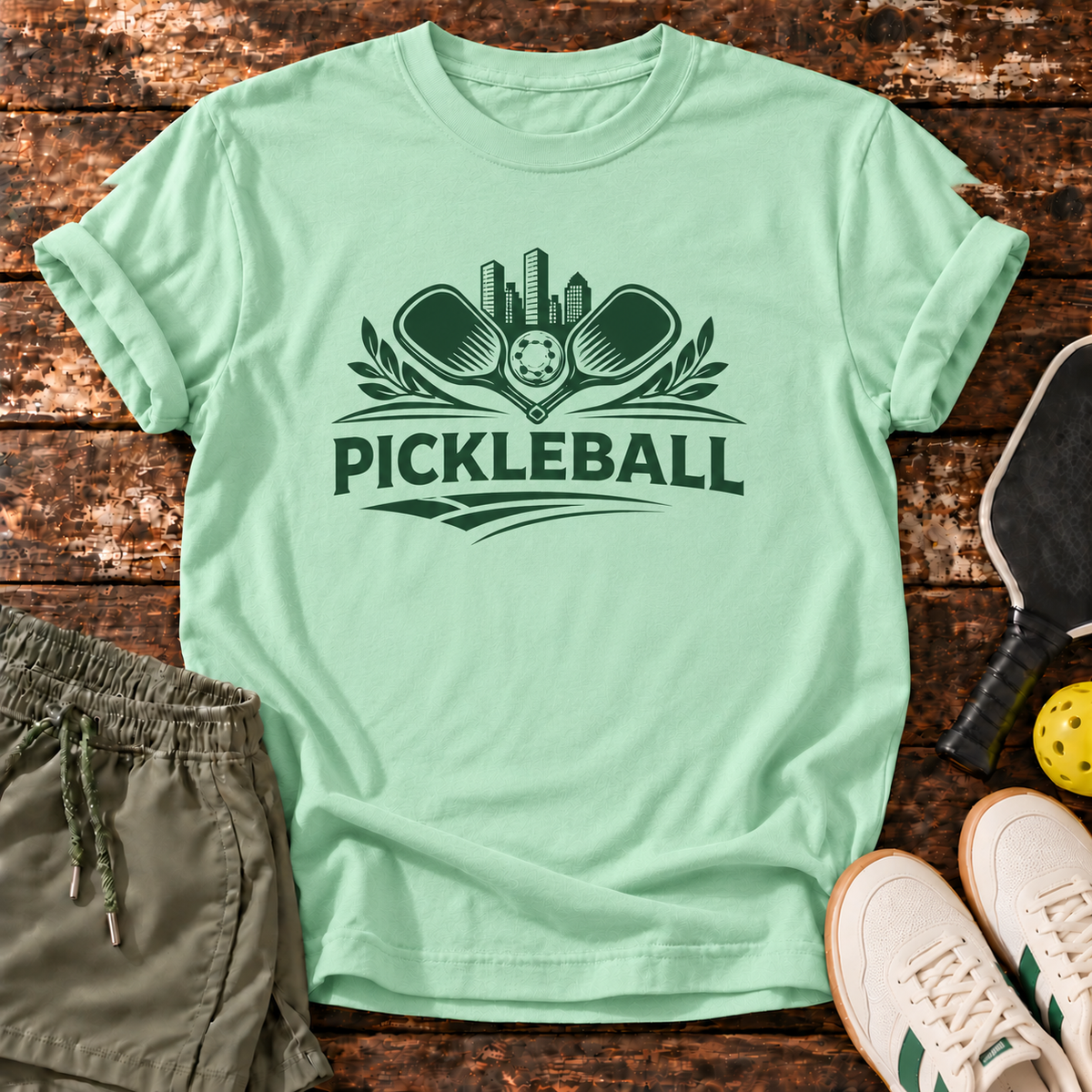 Classic Pickleball T-Shirt — Mint Green — Fresh Dink Society Sneakers mockup