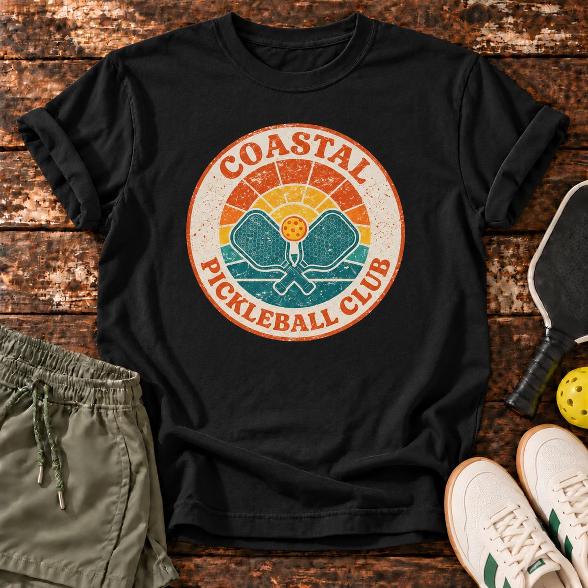 Coastal Club T-Shirt — Black — Fresh Dink Society Sneakers mockup