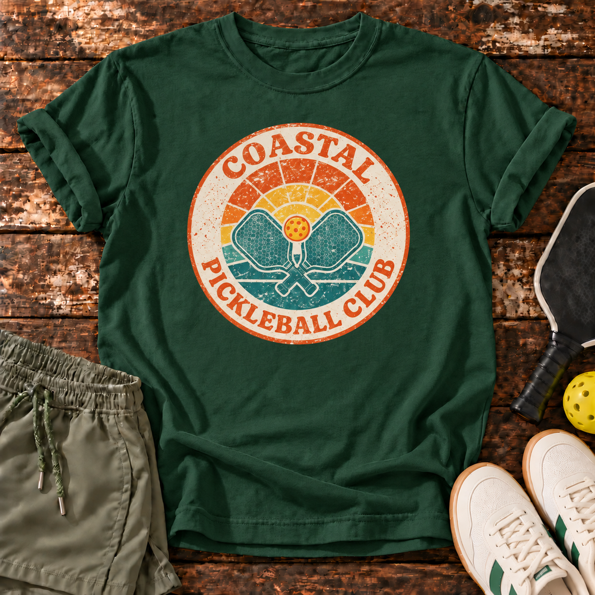 Coastal Club T-Shirt — Forest Green — Fresh Dink Society Sneakers mockup