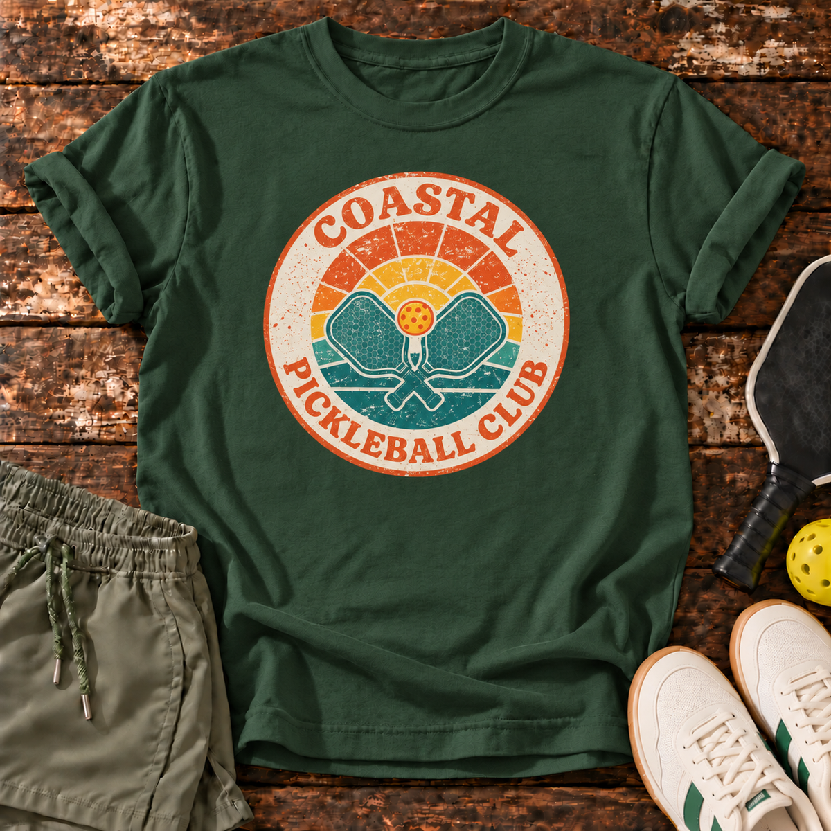 Coastal Club T-Shirt — Military Green — Fresh Dink Society Sneakers mockup