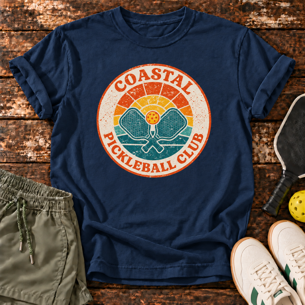 Coastal Club T-Shirt — Navy — Fresh Dink Society Sneakers mockup