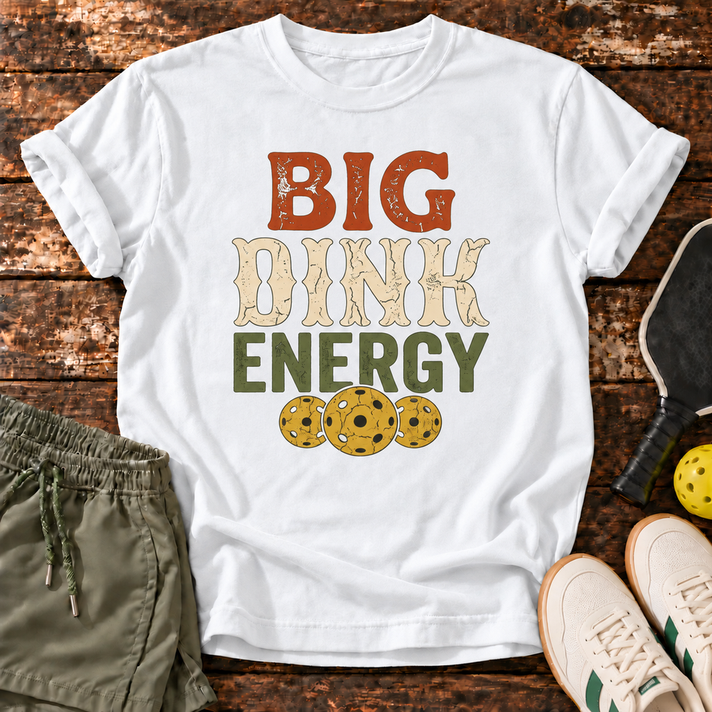 Big Dink Energy T-Shirt — Cloud White — fresh sneakers flatlay
