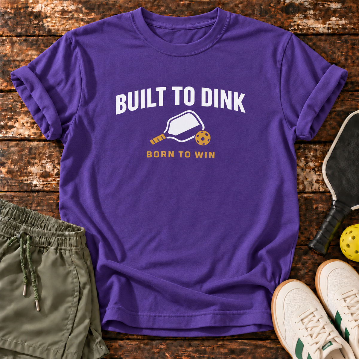 Built Dinking T-Shirt — Violet — fresh sneakers flatlay