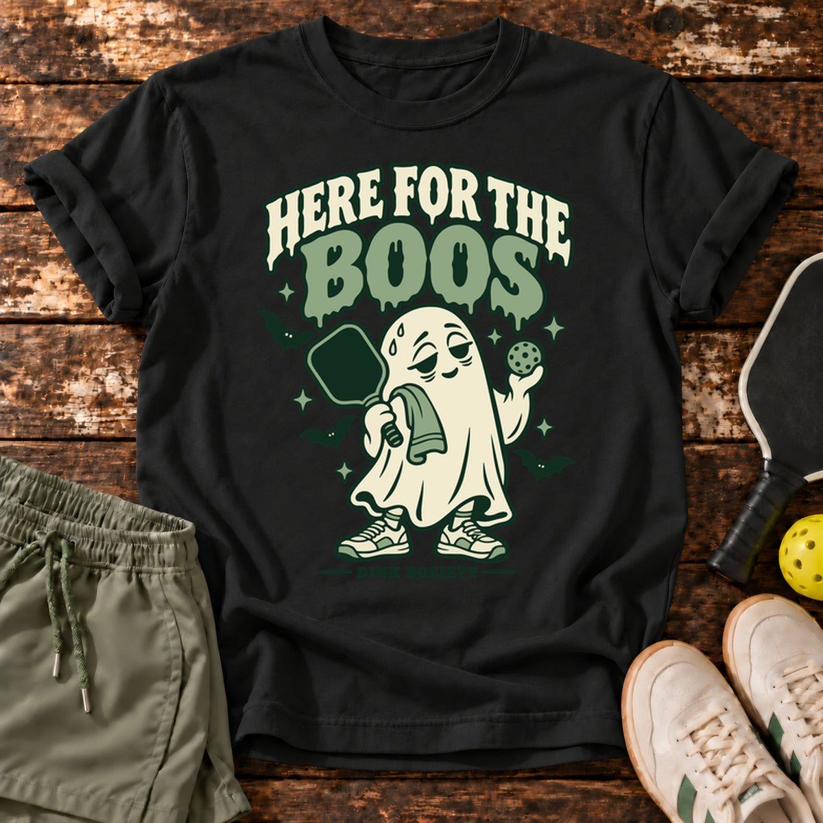 Court Boos T-Shirt — Black — approved Dink Society mockup
