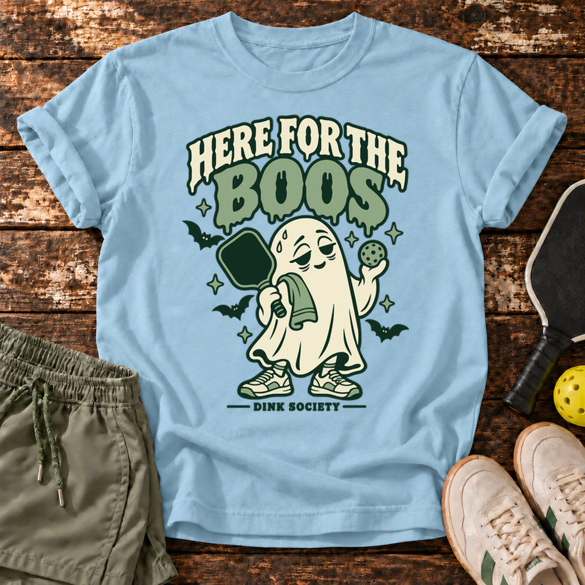 Court Boos T-Shirt — Light Blue — approved Dink Society mockup