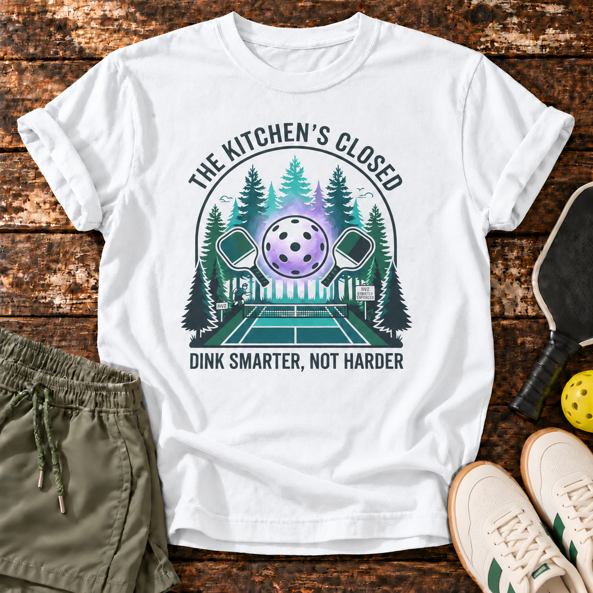 The Kitchen T-Shirt – Cloud White – approved shorts mockup