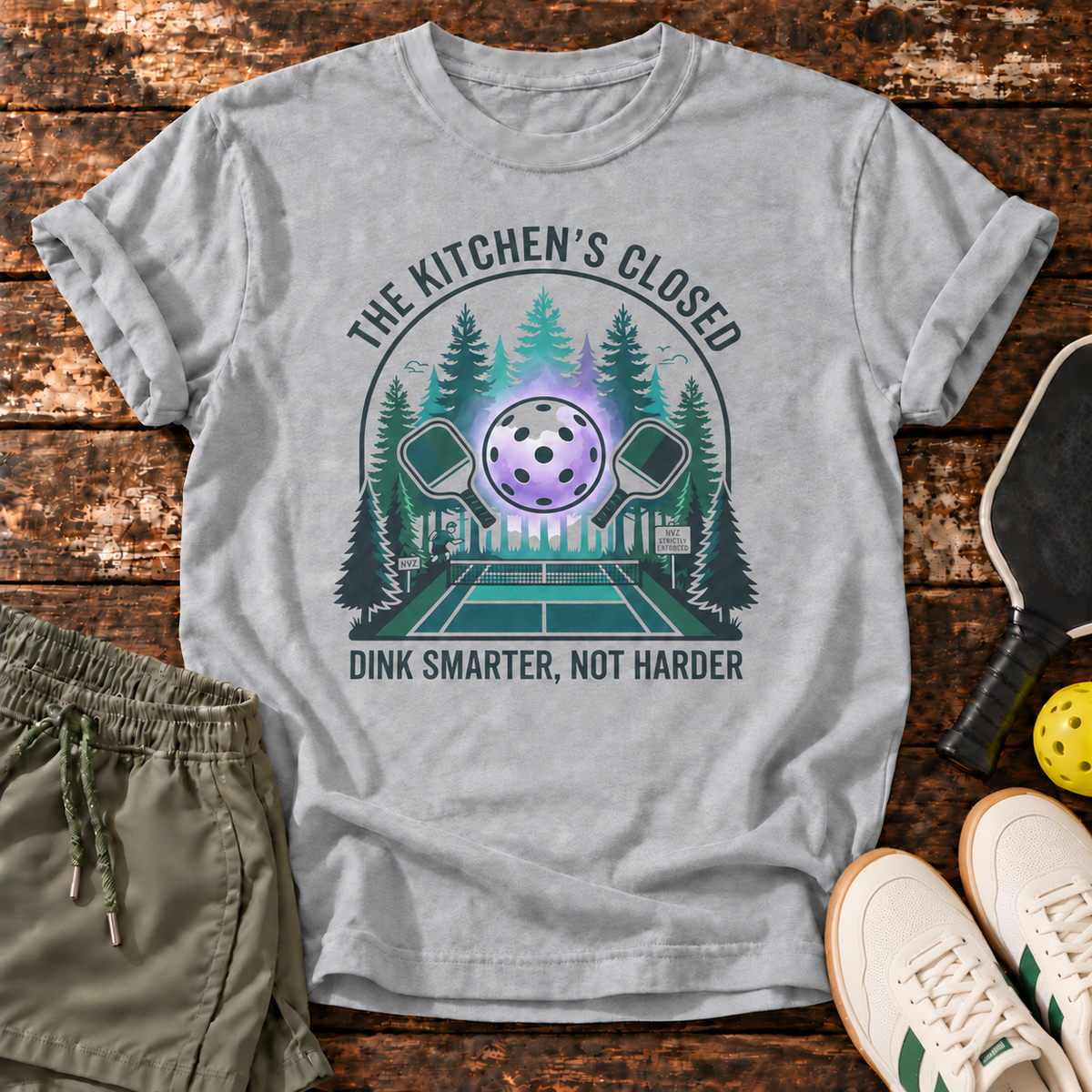 The Kitchen T-Shirt – Heather Grey – approved shorts mockup