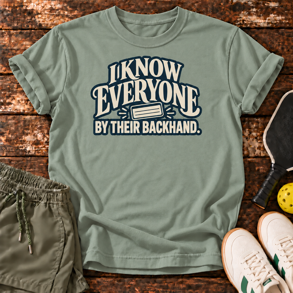 Courtside Census T-Shirt — Sage — approved wood mockup