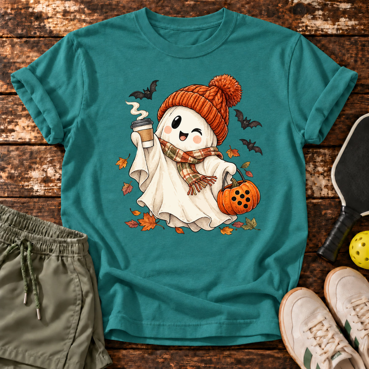 Cozy Ghost T-Shirt — Jade Dome — approved Dink Society mockup