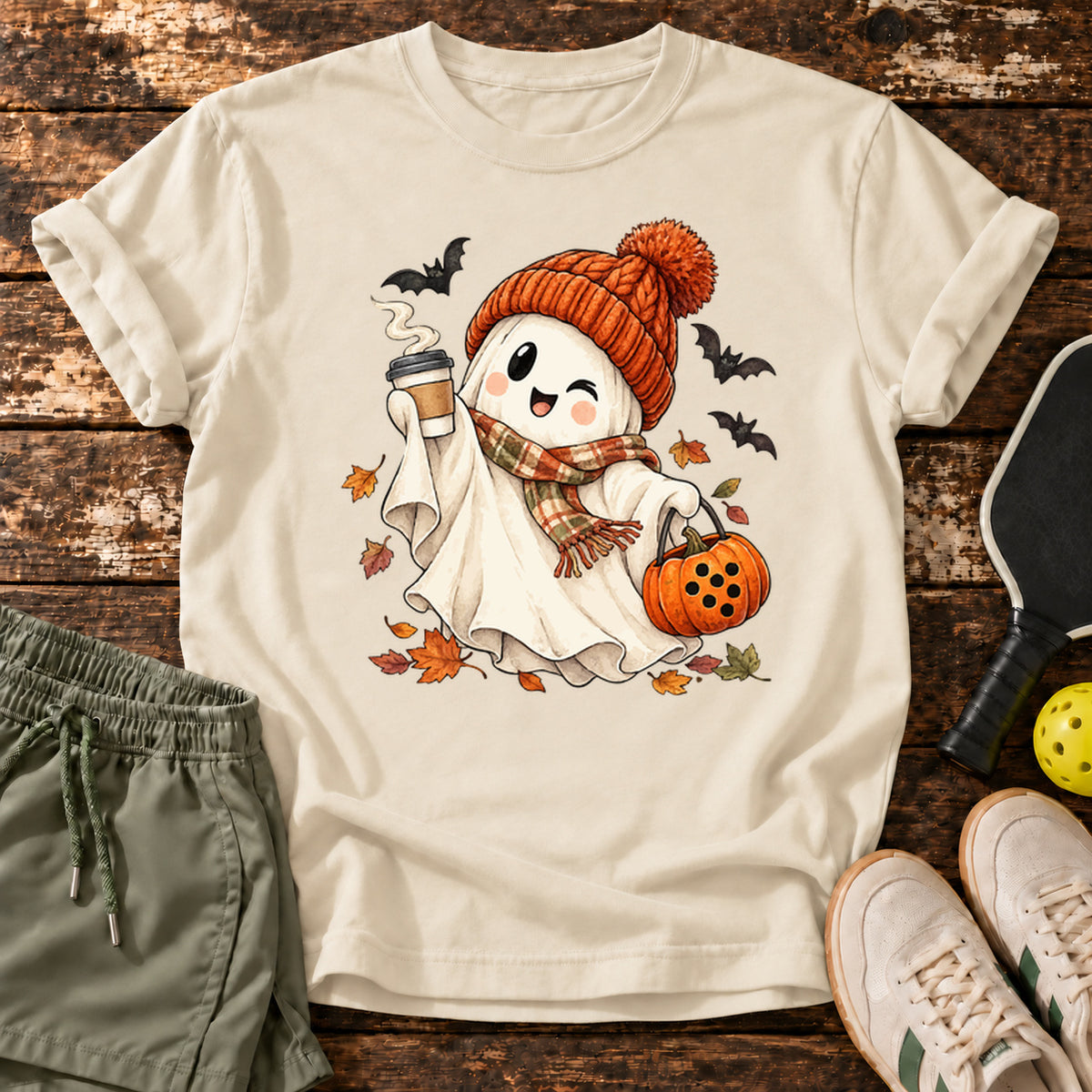 Cozy Ghost T-Shirt — Natural — approved Dink Society mockup