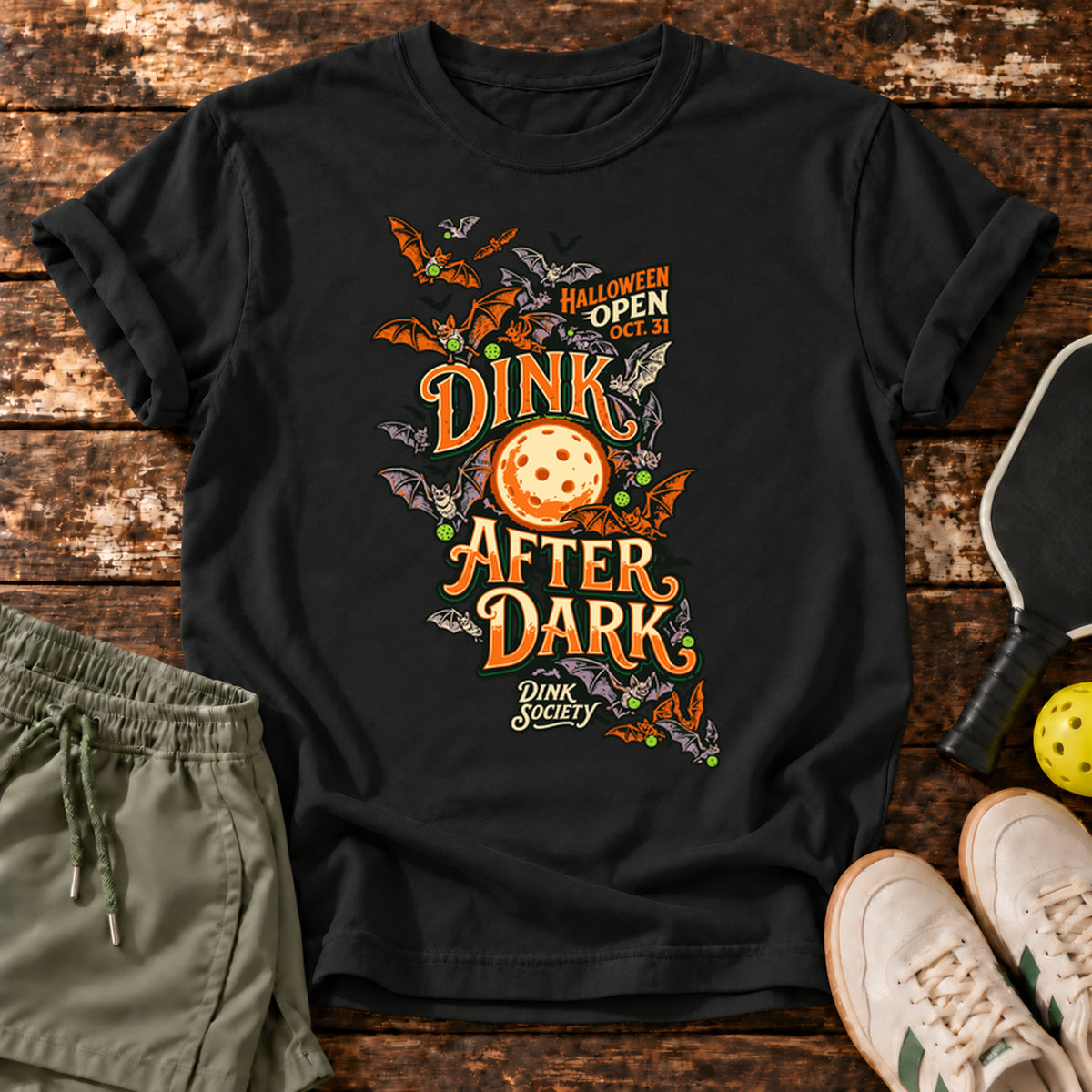 Dink After Dark T-Shirt — Black — approved Dink Society mockup