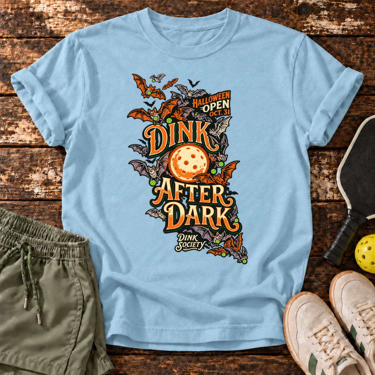 Dink After Dark T-Shirt — Light Blue — approved Dink Society mockup