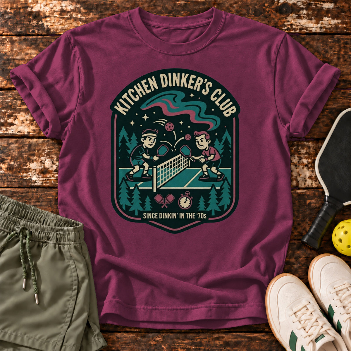 kitchen-dinkers T-Shirt – Berry – Dink Society flat lay