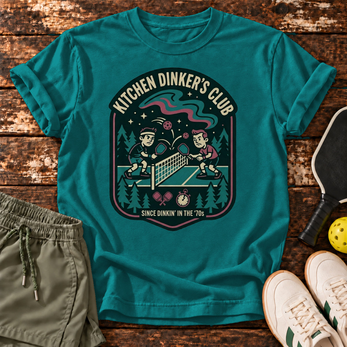 kitchen-dinkers T-Shirt – Blue Spruce – Dink Society flat lay
