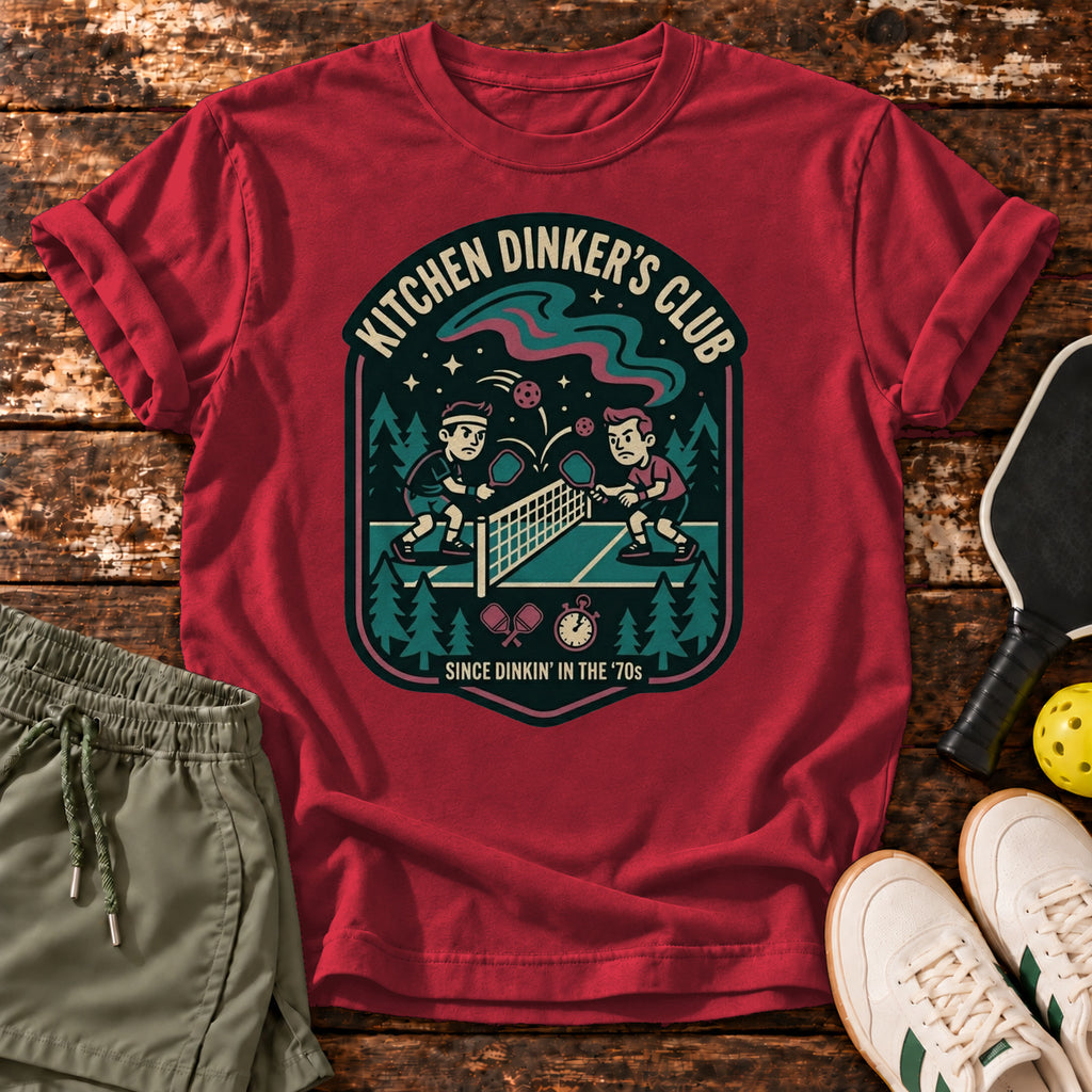 kitchen-dinkers T-Shirt – Crimson – Dink Society flat lay