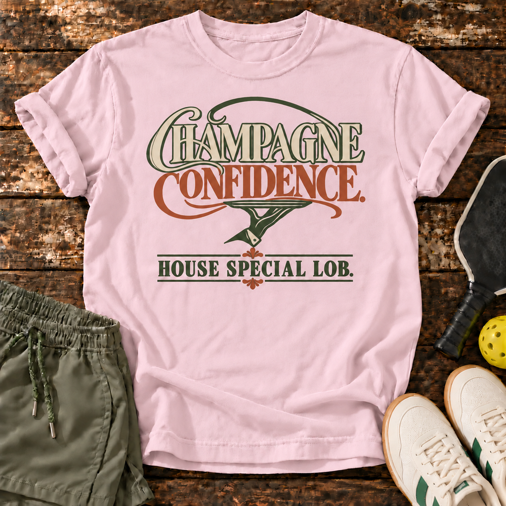 Lob Budget T-Shirt — Light Pink — wood mockup