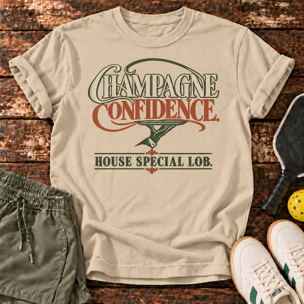 Lob Budget T-Shirt — Sand — wood mockup