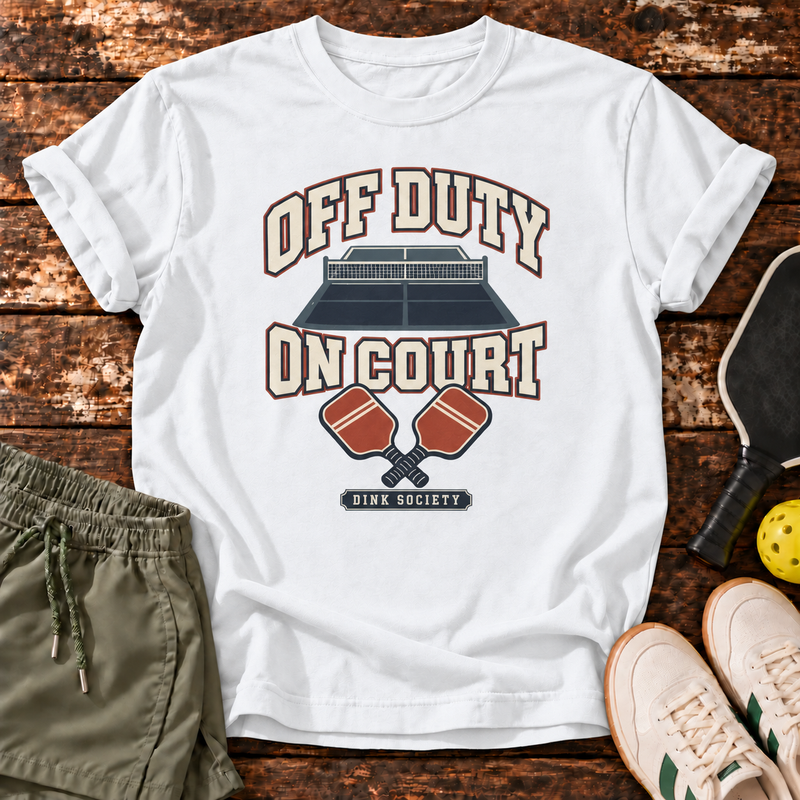 Off Duty On Court T-Shirt — White — approved master mockup