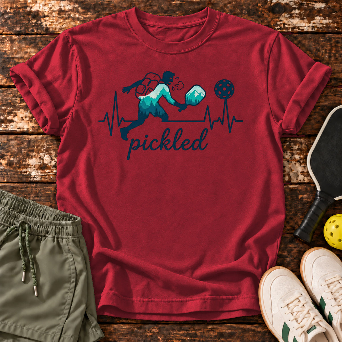 pickled T-Shirt – Crimson – Dink Society flat lay