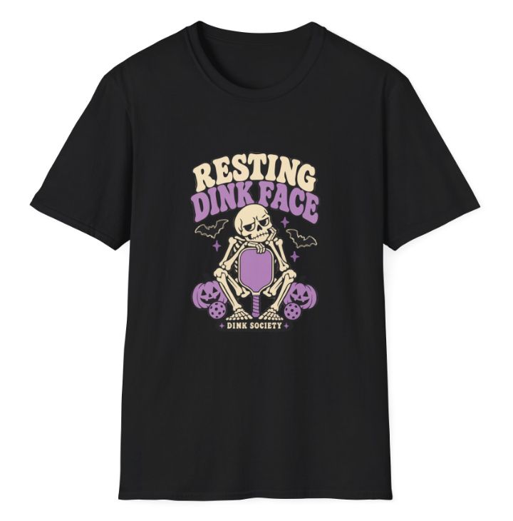 Resting Dink Face T-Shirt in Black, large front print; Printify size L preview