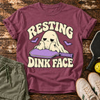 Resting Ghost T-Shirt — Berry — approved Dink Society mockup