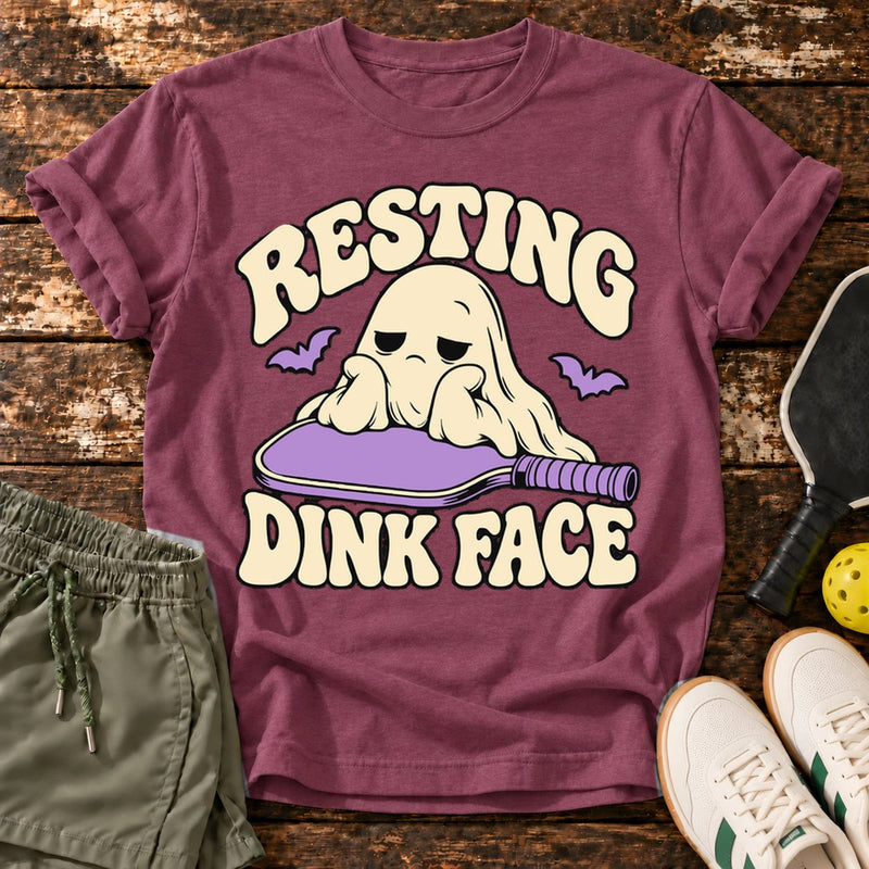 Resting Ghost T-Shirt — Berry — approved Dink Society mockup