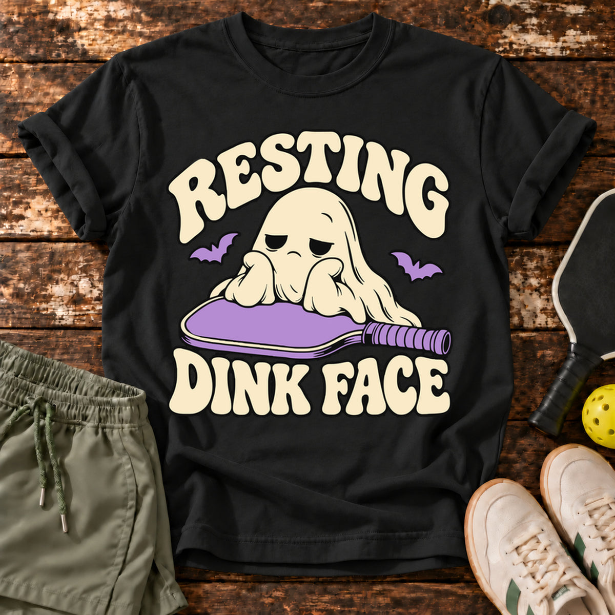 Resting Ghost T-Shirt — Black — approved Dink Society mockup
