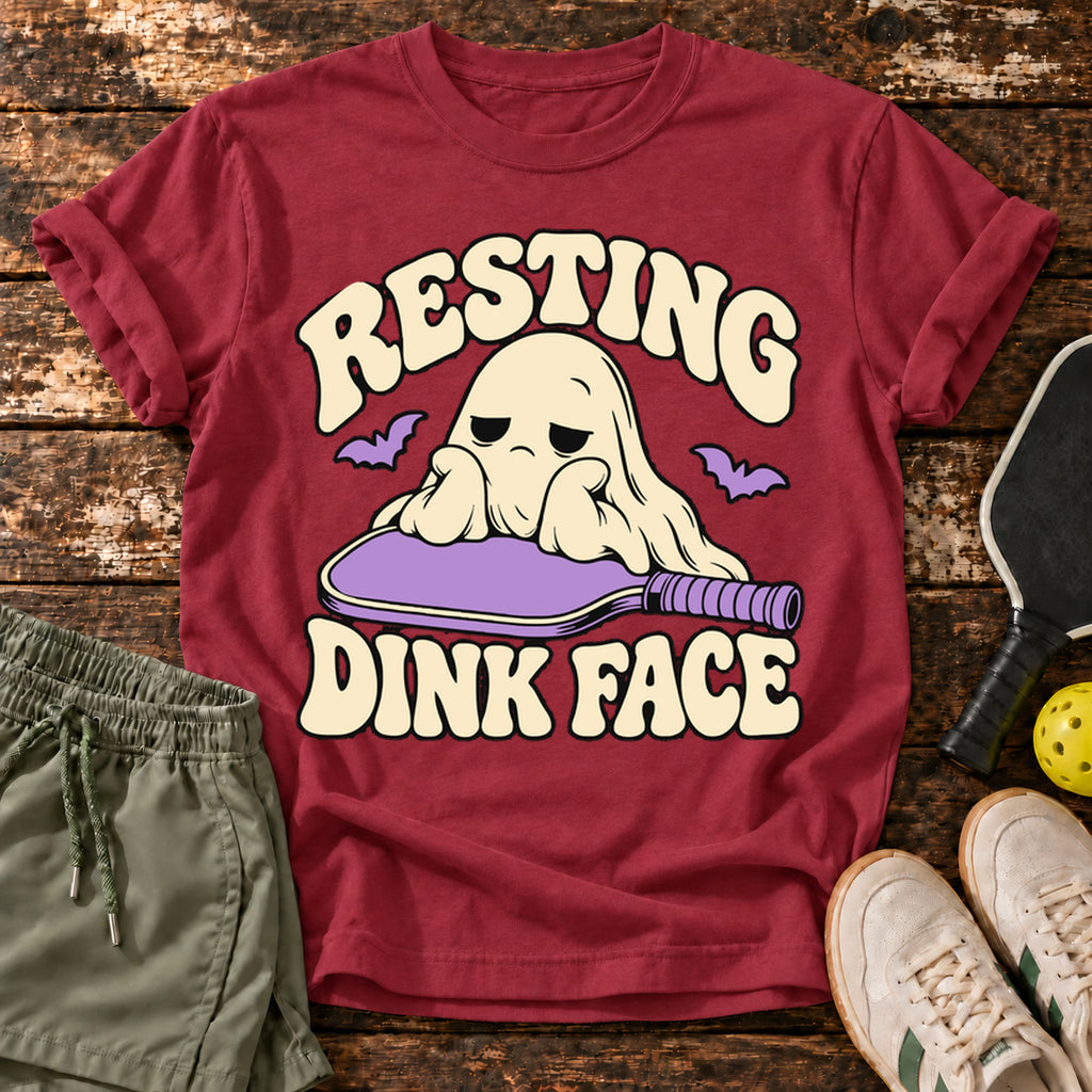 Resting Ghost T-Shirt — Crimson — approved Dink Society mockup