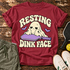 Resting Ghost T-Shirt — Crimson — approved Dink Society mockup