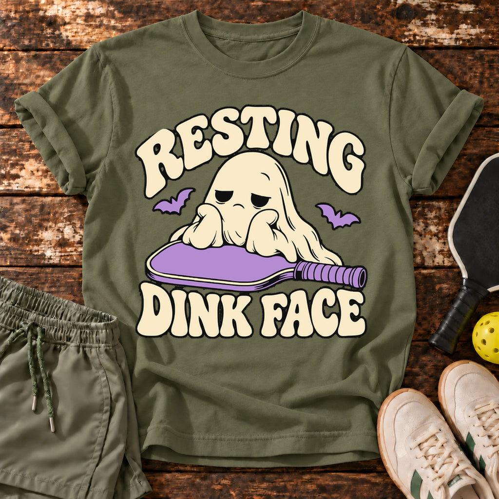 Resting Ghost T-Shirt — Military Green — approved Dink Society mockup