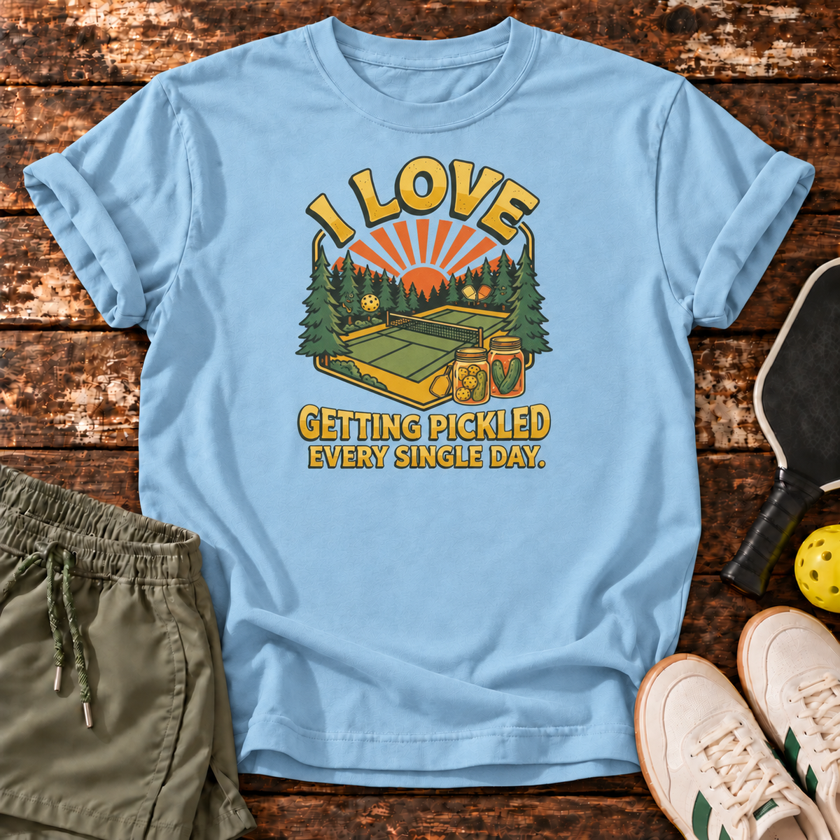 Getting Pickled T-Shirt — Light Blue — Dink Society master mockup