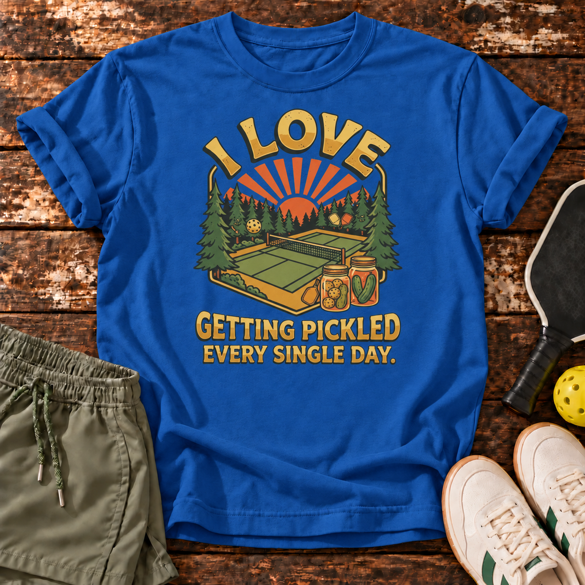 Getting Pickled T-Shirt — Royal — Dink Society master mockup